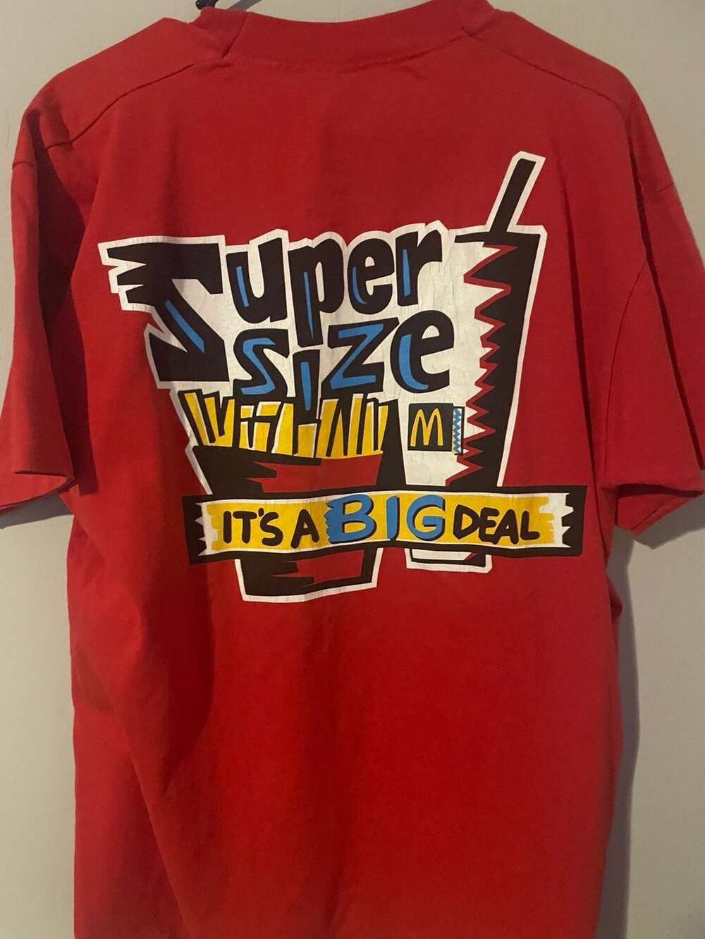 Vintage 90s McDonald's Super Size It's A Big Deal T-Shirt Red